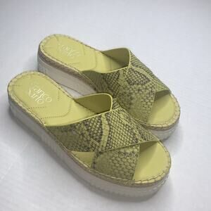 FRANCO SARTO Barb Platform Sandal. Citron‎ Yellow Reptile print. Size 7